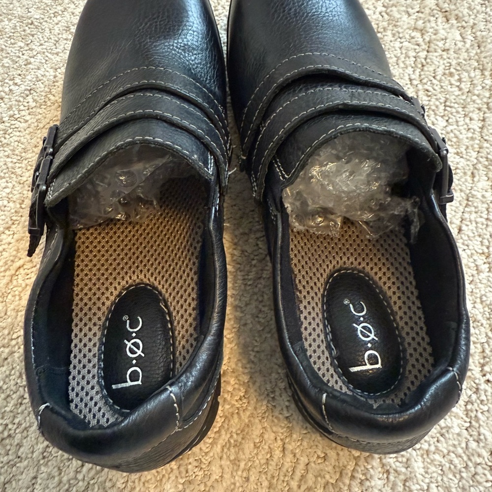 b.o.c. Born Black Leather Double Monk Strap Clogs Loafers Women’s 8.5W EUC - Picture 5 of 10